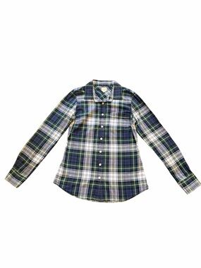 J. Crew 100% cotton lightweight Blue, Green & White Plaid Button-Up Shirt